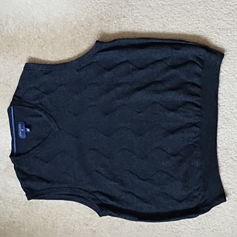 Saddlebred Black Textured Knit Sweater Vest Men's Large Dark Academia RN 31104